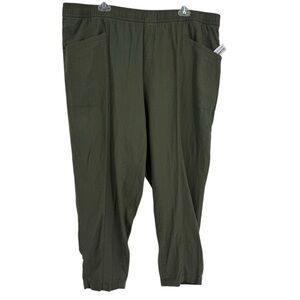 Old Navy High Rise NWT Pants Green Size 2X Elastic Waist  Womens Linen Blend